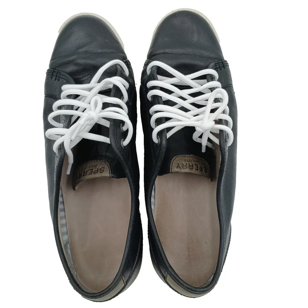 Sperry Gold Cup Shoes Mens 11.5 Black Leather‎ Casual Low Top Comfort Sneakers